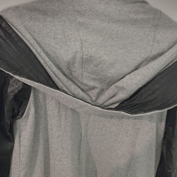 Indiana the Label Distressed leather and cotton drape jacket coat size 10 - Picture 6 of 14